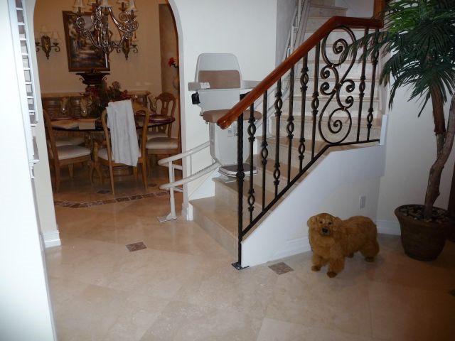 This lift was installed onto a delicate marble staircase requiring careful treatment.